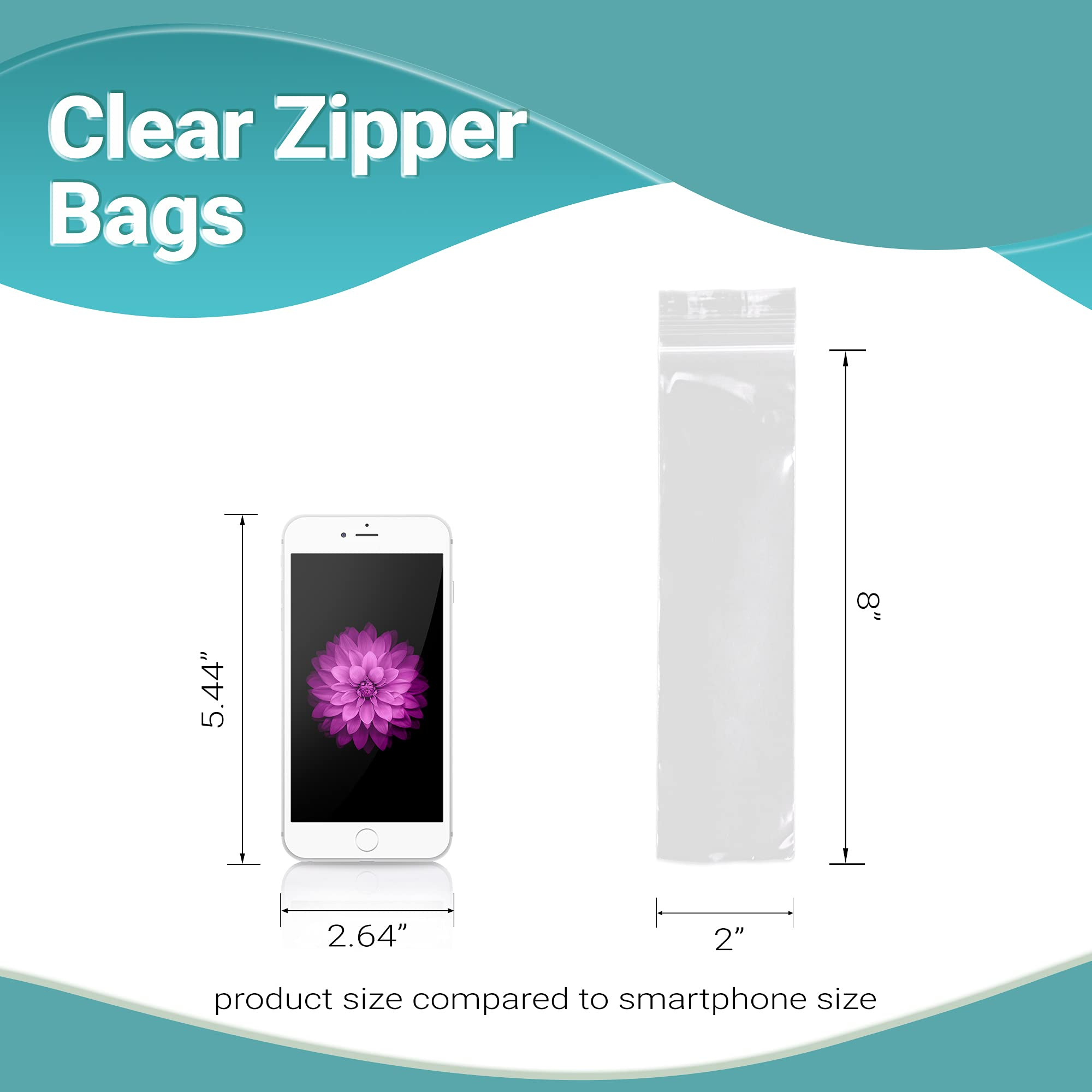 Clear Plastic Reclosable Zipper Bags, 2 x 8 Inches. Pack of 1000 Reclosable Plastic Bags with Zipper Closure. 2 Mil Plastic Jewelry Bags. Waterproof Reclosable Zip Bags for Industrial Use - Image 3