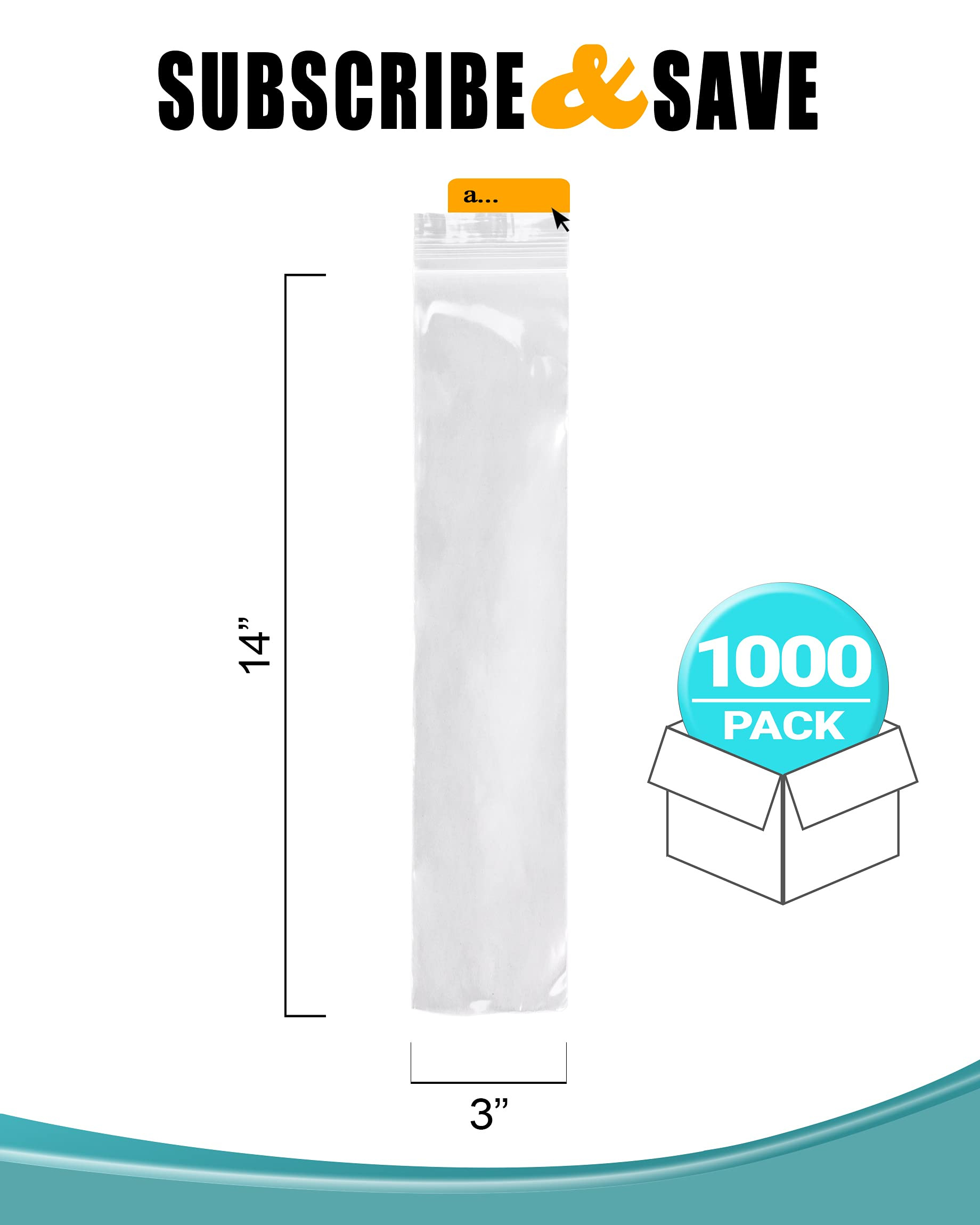 Clear Plastic Reclosable Zipper Bags, 3 x 14 Inches. Pack of 1000 Reclosable Plastic Bags with Zipper Closure. 2 Mil Plastic Jewelry Bags. Waterproof Reclosable Zip Bags for Industrial Use - Image 2