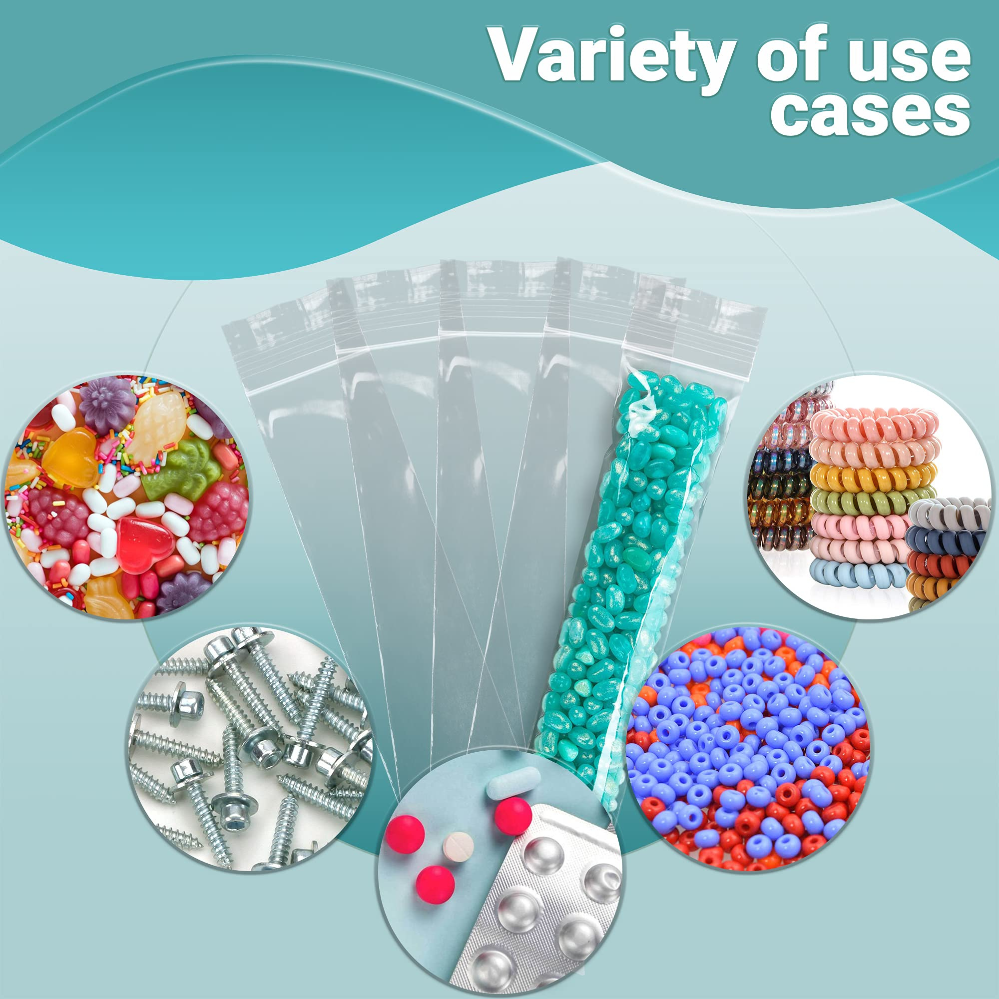 Clear Plastic Reclosable Zipper Bags, 3 x 14 Inches. Pack of 1000 Reclosable Plastic Bags with Zipper Closure. 2 Mil Plastic Jewelry Bags. Waterproof Reclosable Zip Bags for Industrial Use - Image 3