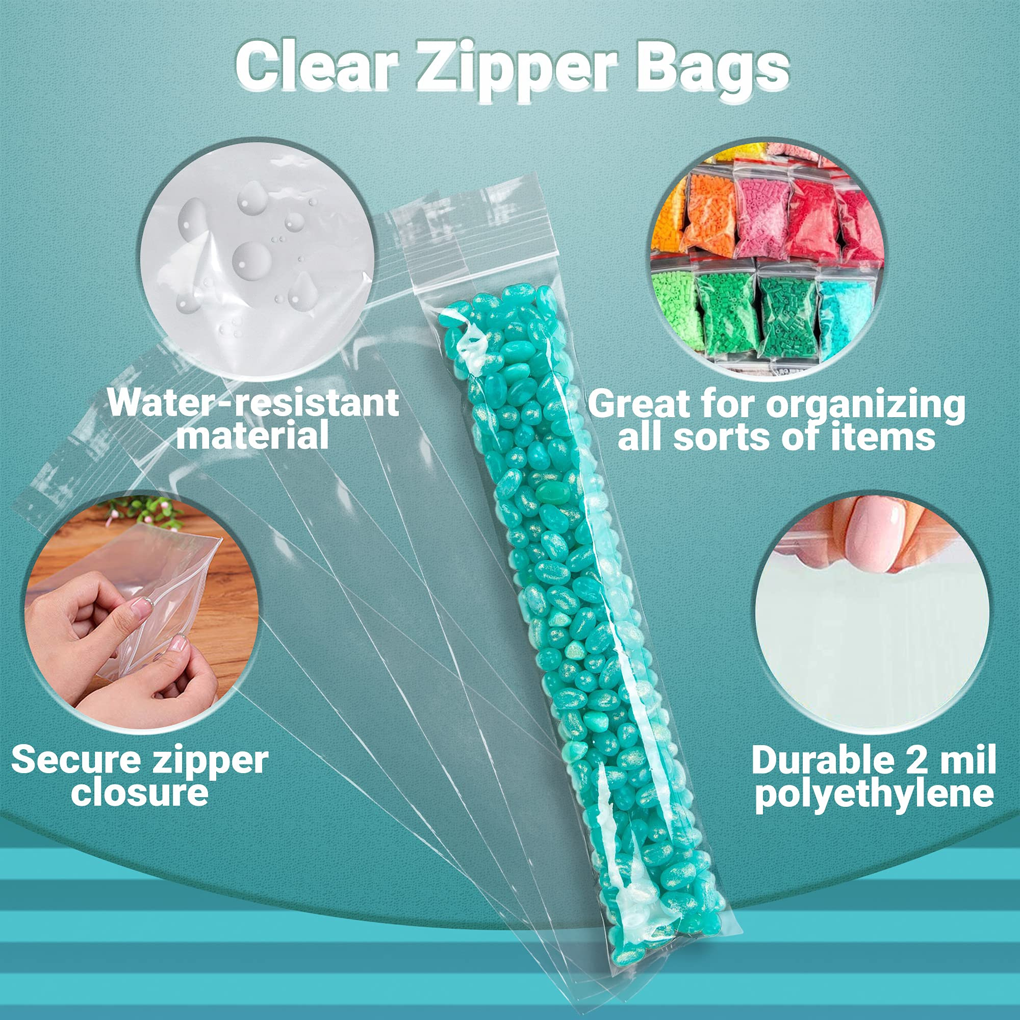 Clear Plastic Reclosable Zipper Bags, 3 x 14 Inches. Pack of 1000 Reclosable Plastic Bags with Zipper Closure. 2 Mil Plastic Jewelry Bags. Waterproof Reclosable Zip Bags for Industrial Use - Image 5