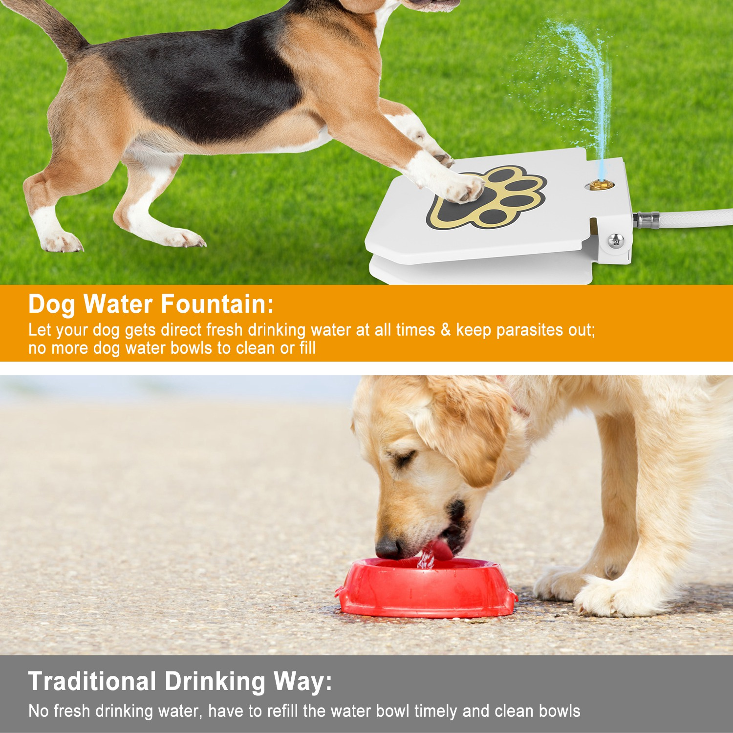Dog Water Fountain Outdoor Dog Pet Water Dispenser Step-on Activated Sprinkler - Image 2