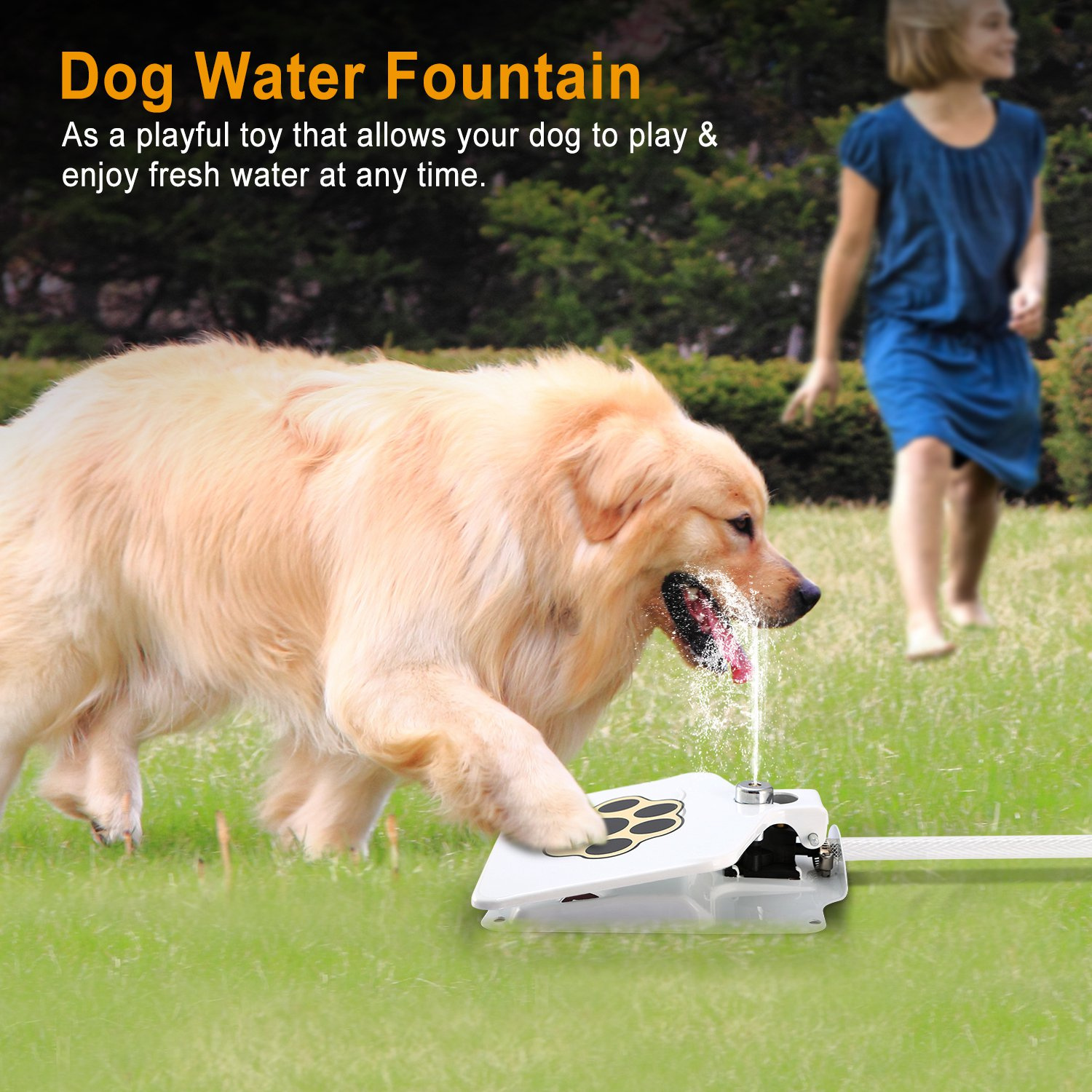 Dog Water Fountain Outdoor Dog Pet Water Dispenser Step-on Activated Sprinkler - Image 3