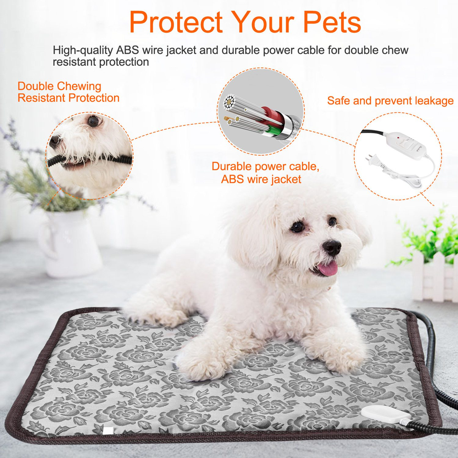 Pet Heating Pad Dog Cat Electric Heating Mat Waterproof Adjustable Warming Blanket - Image 4