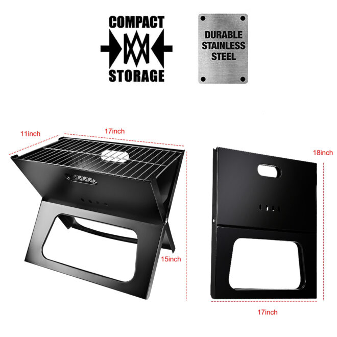 Portable BBQ Barbecue Grill Foldable Charcoal Grill Camping Garden Outdoor Travel - Image 3