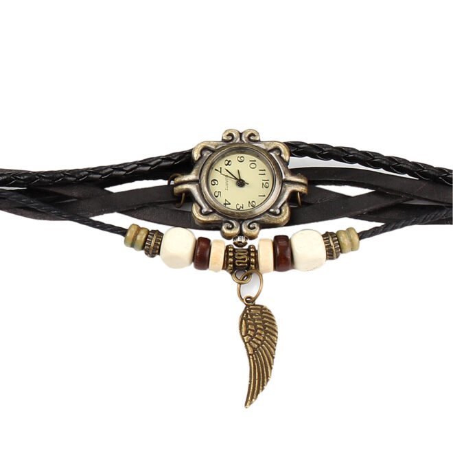 Beautiful Bohemian Style Retro Handmade Leather Angel Wing Women's Watches - Image 3