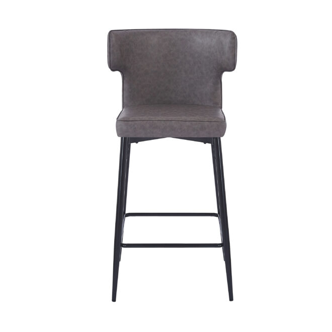 28inch Counter Height Bar Stools Set of 2, Modern Bar Upholstered Chairs with PU Leather, Metal Footrest and Frame for Kitchen Island, Bar Table, Dining Room, Gray - Image 11