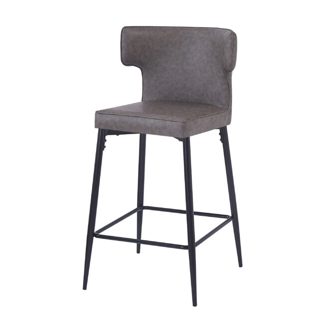 28inch Counter Height Bar Stools Set of 2, Modern Bar Upholstered Chairs with PU Leather, Metal Footrest and Frame for Kitchen Island, Bar Table, Dining Room, Gray - Image 12
