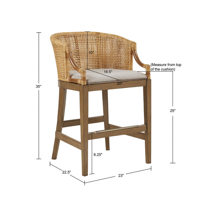 Handcrafted Rattan Counter Stool 25" H - Image 9