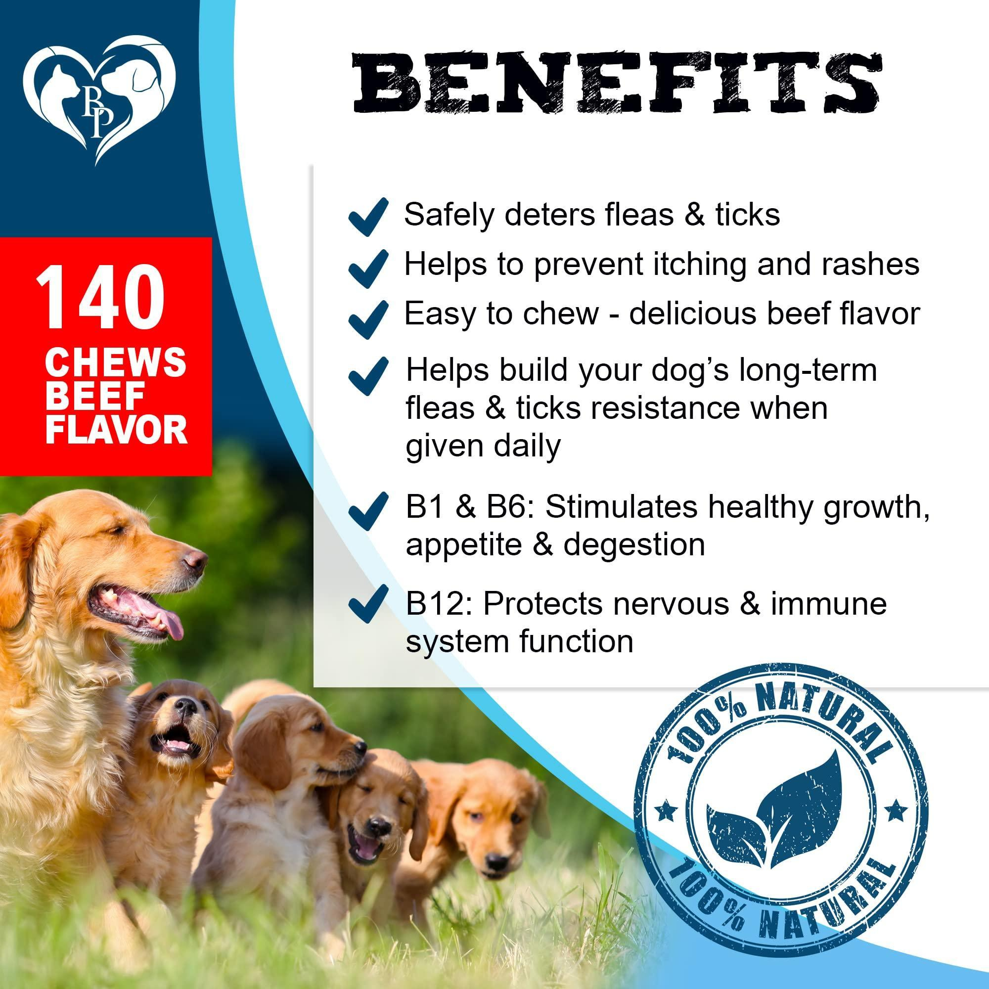Flea and Tick Prevention Chewable Pills for Dogs and Cats Pest Control & Natural Defense Chewables Small Tablets Beef Taste - Image 3