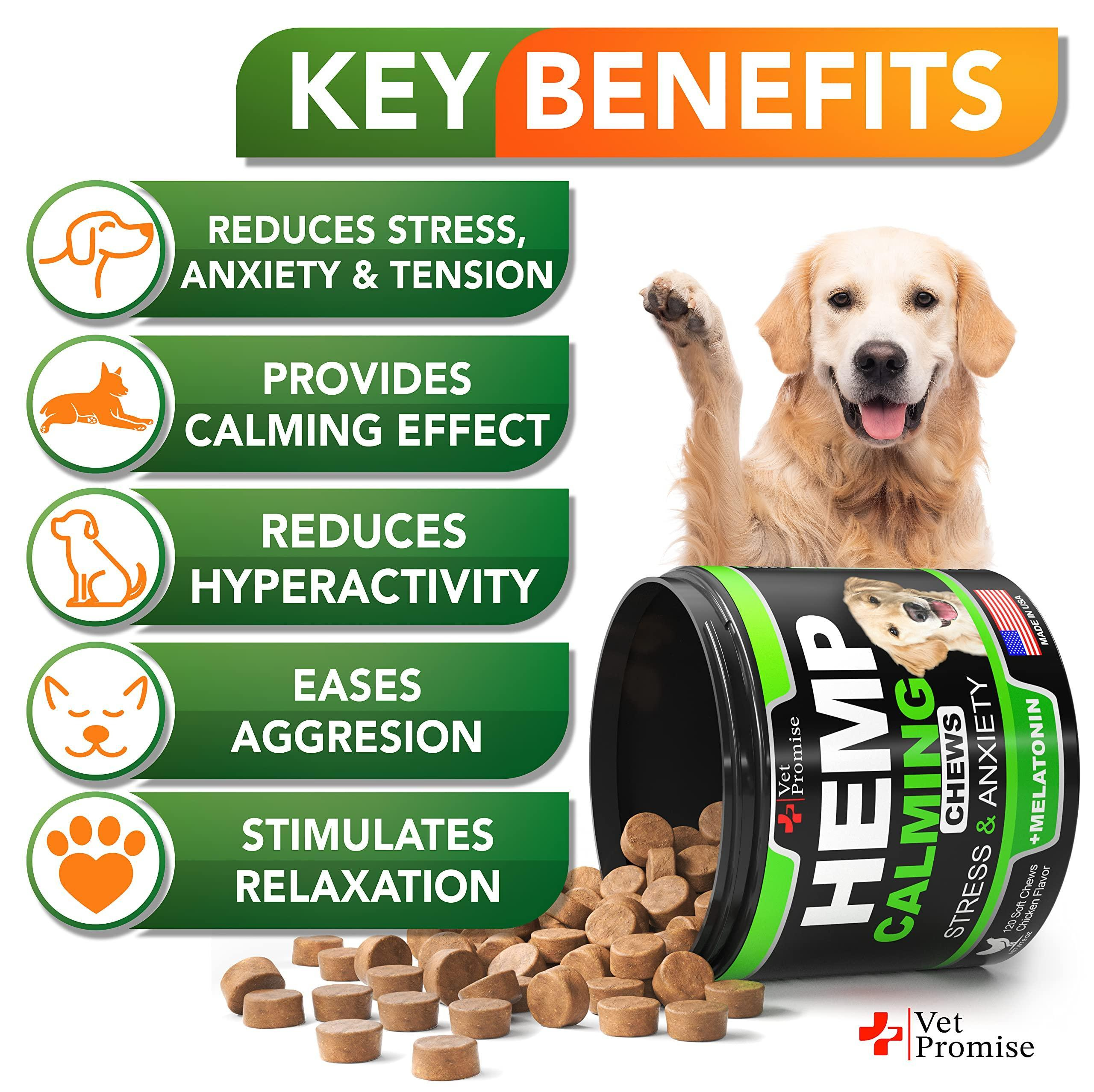 Hemp Calming Chews for Dogs with Anxiety and Stress Dog Calming Treats Dog Anxiety Relief Melatonin for Dogs Hemp Oil for Dogs 120 Treats - Image 2