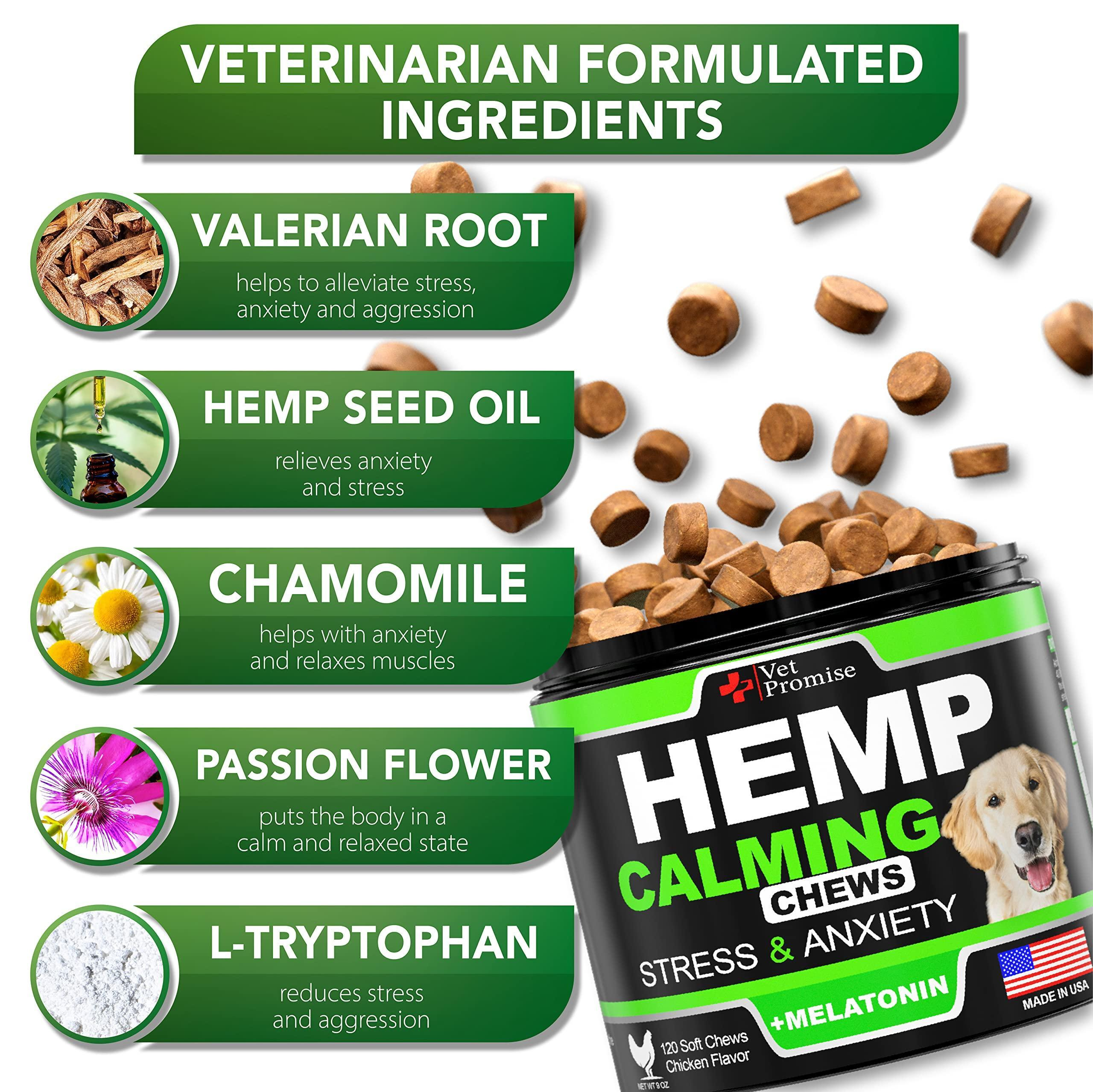 Hemp Calming Chews for Dogs with Anxiety and Stress Dog Calming Treats Dog Anxiety Relief Melatonin for Dogs Hemp Oil for Dogs 120 Treats - Image 3