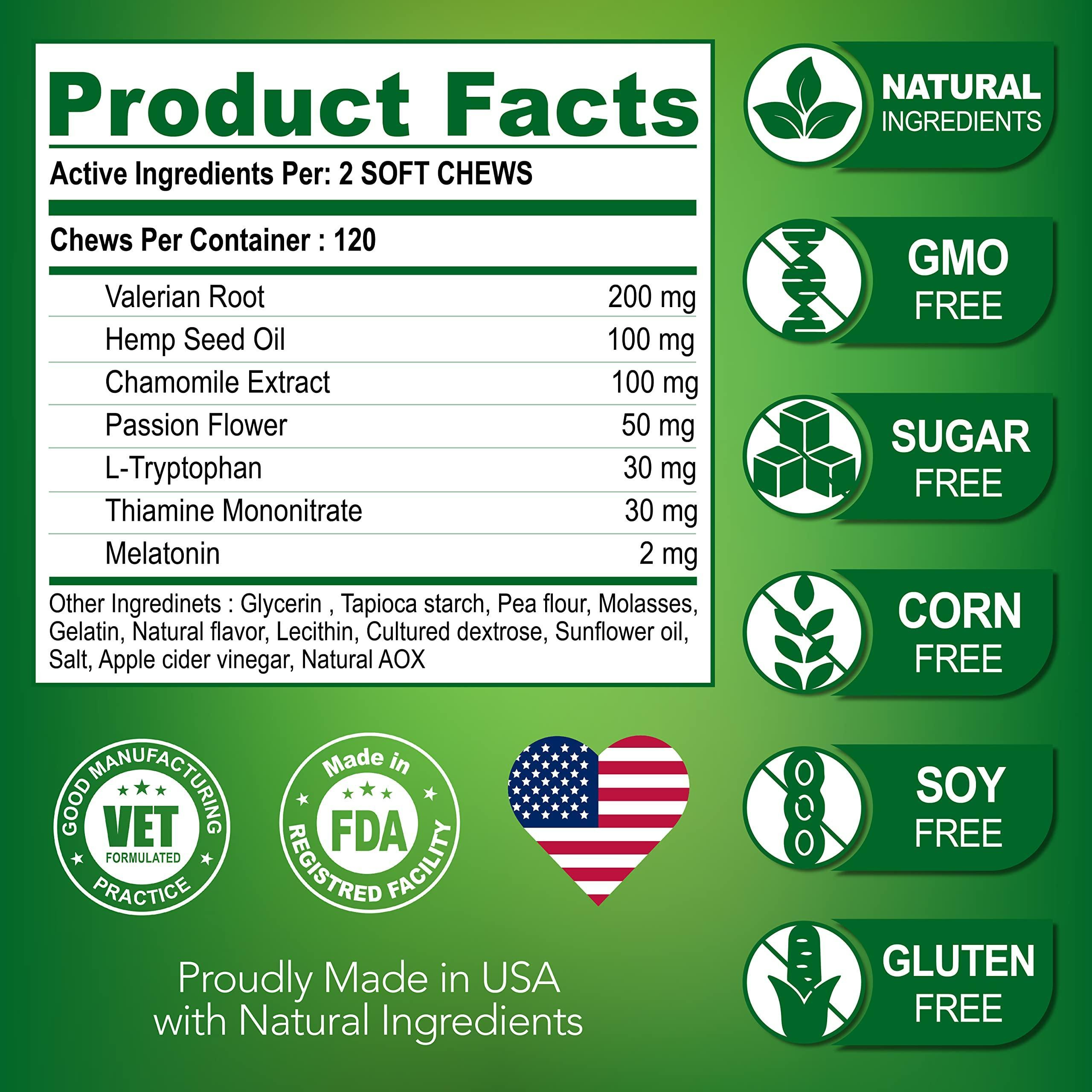 Hemp Calming Chews for Dogs with Anxiety and Stress Dog Calming Treats Dog Anxiety Relief Melatonin for Dogs Hemp Oil for Dogs 120 Treats - Image 6