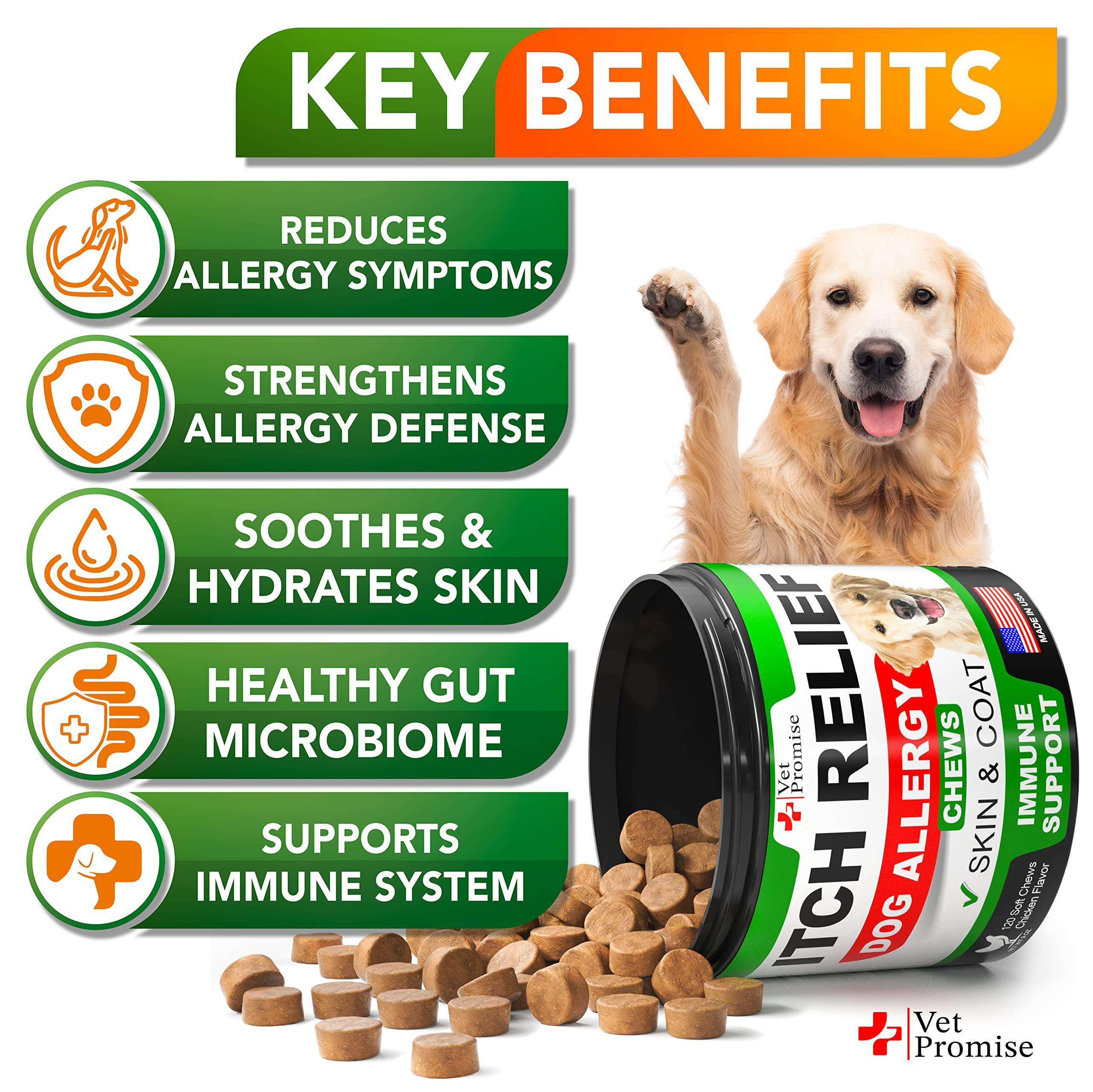 Dog Allergy Chews Itch Relief for Dogs Dog Allergy Relief Anti Itch for Dogs Dog Itchy Skin Treatment Dog Allergy Support Hot Spots Immune Health Supplement Made in USA 120 Treats - Image 2