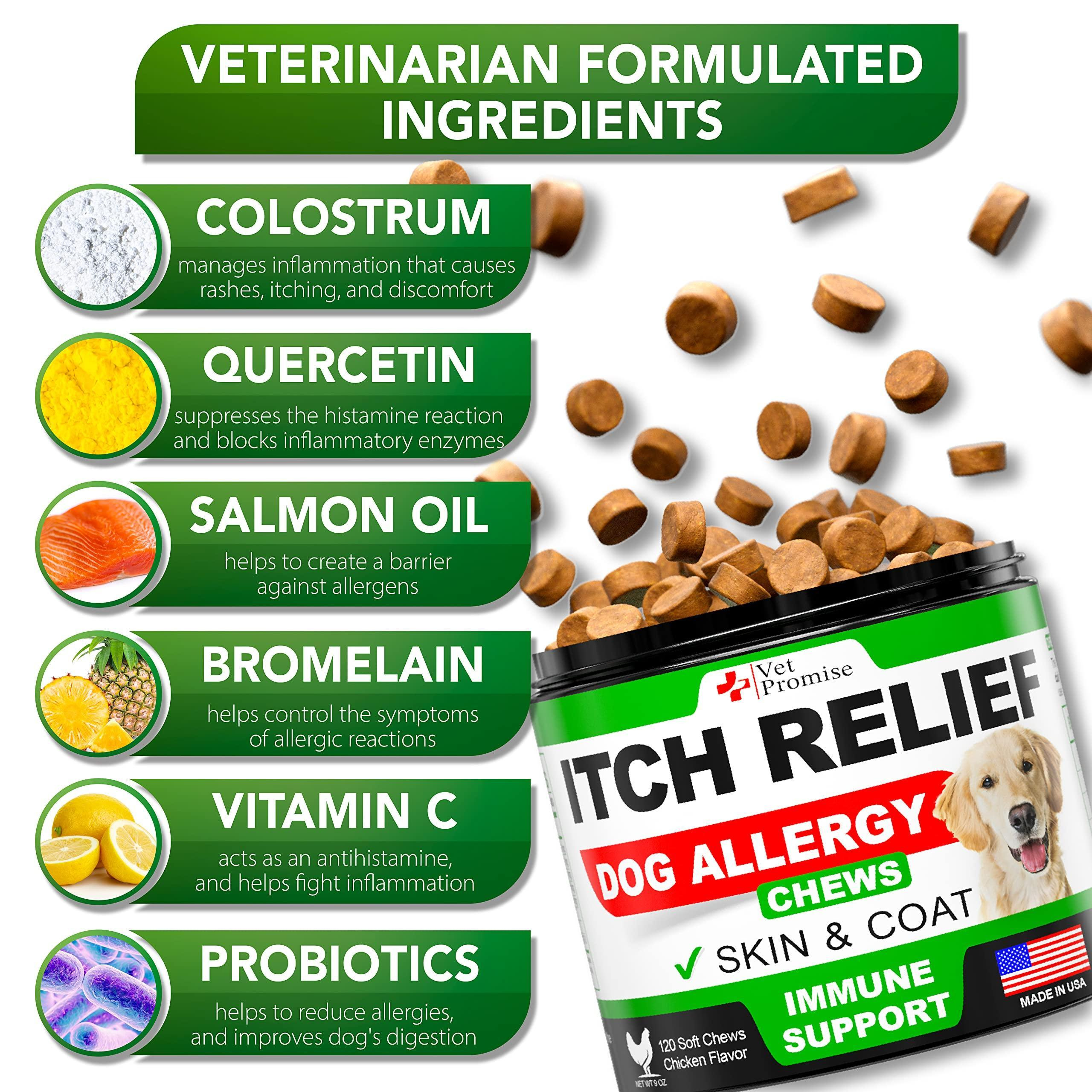 Dog Allergy Chews Itch Relief for Dogs Dog Allergy Relief Anti Itch for Dogs Dog Itchy Skin Treatment Dog Allergy Support Hot Spots Immune Health Supplement Made in USA 120 Treats - Image 3
