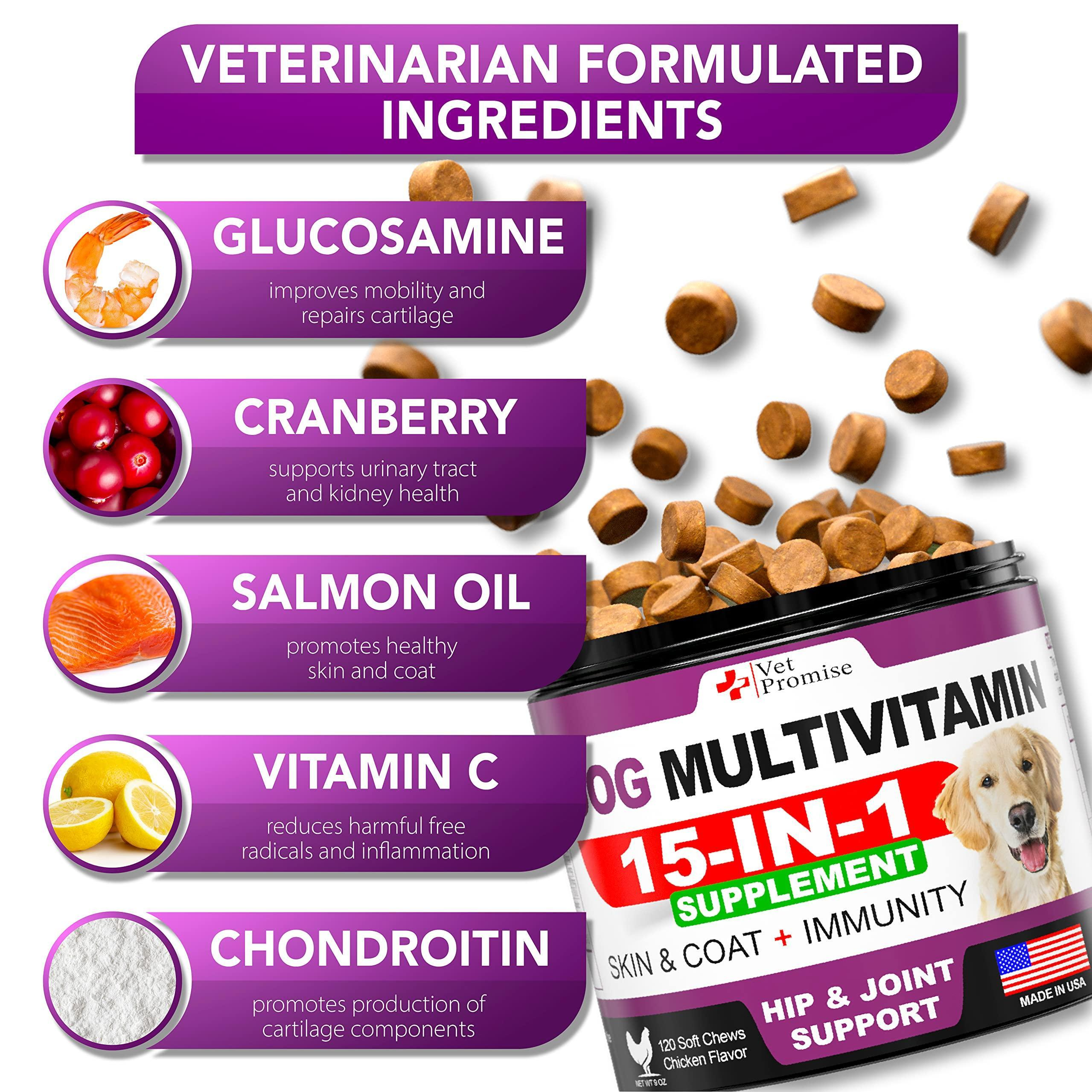 Dog Multivitamin Chewable with Glucosamine Dog Vitamins and Supplements Senior & Puppy Multivitamin for Dogs Pet Joint Support Health Immunity Mobility Energy Gut Skin 120 Chews - Image 3