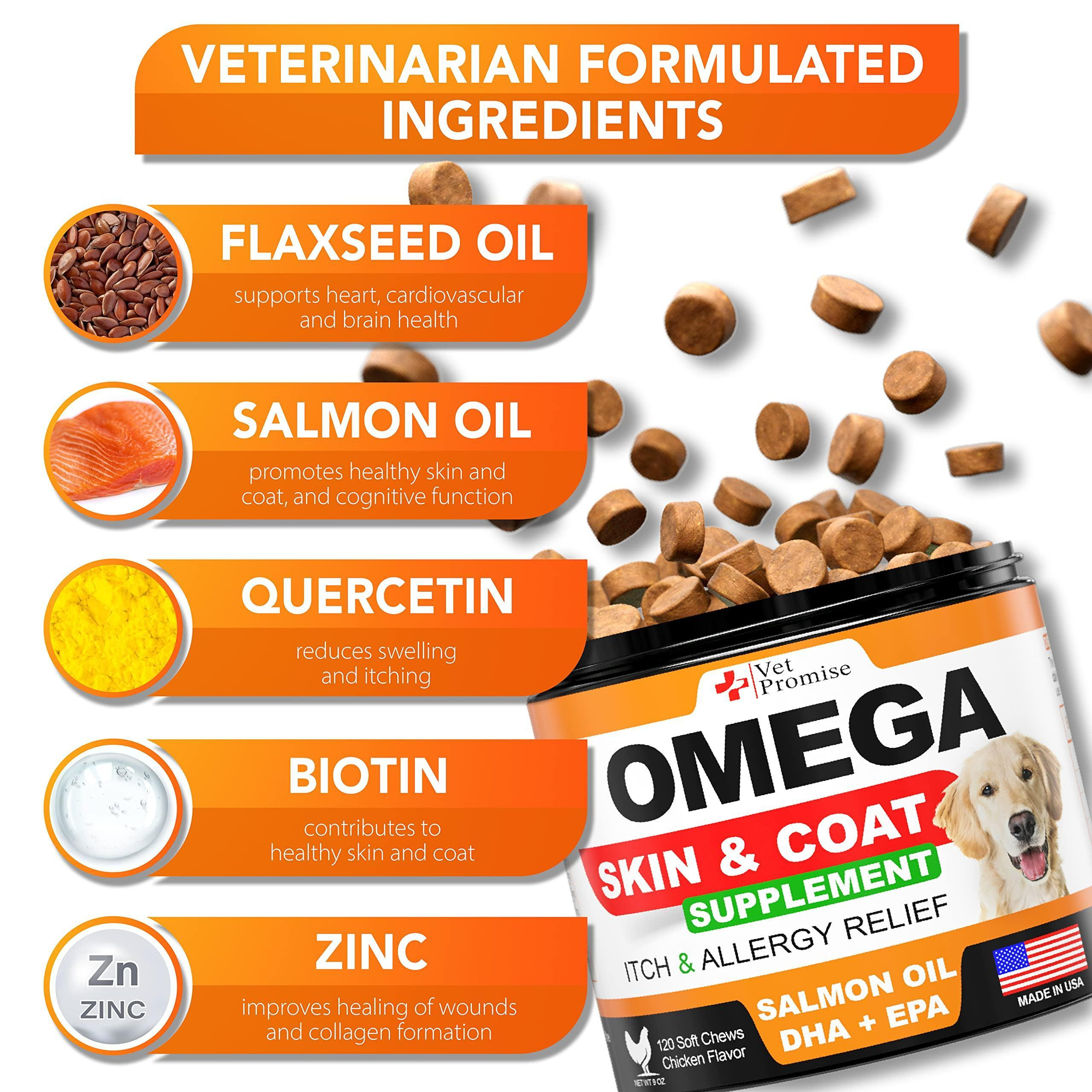 Omega 3 for Dogs Dog Skin and Coat Supplement Fish Oil for Dogs Chews Allergy and Dog Itch Relief Dog Anti Shedding Supplement Dog Dry Skin Treatment Salmon Oil Made in USA 120 Treats - Image 3