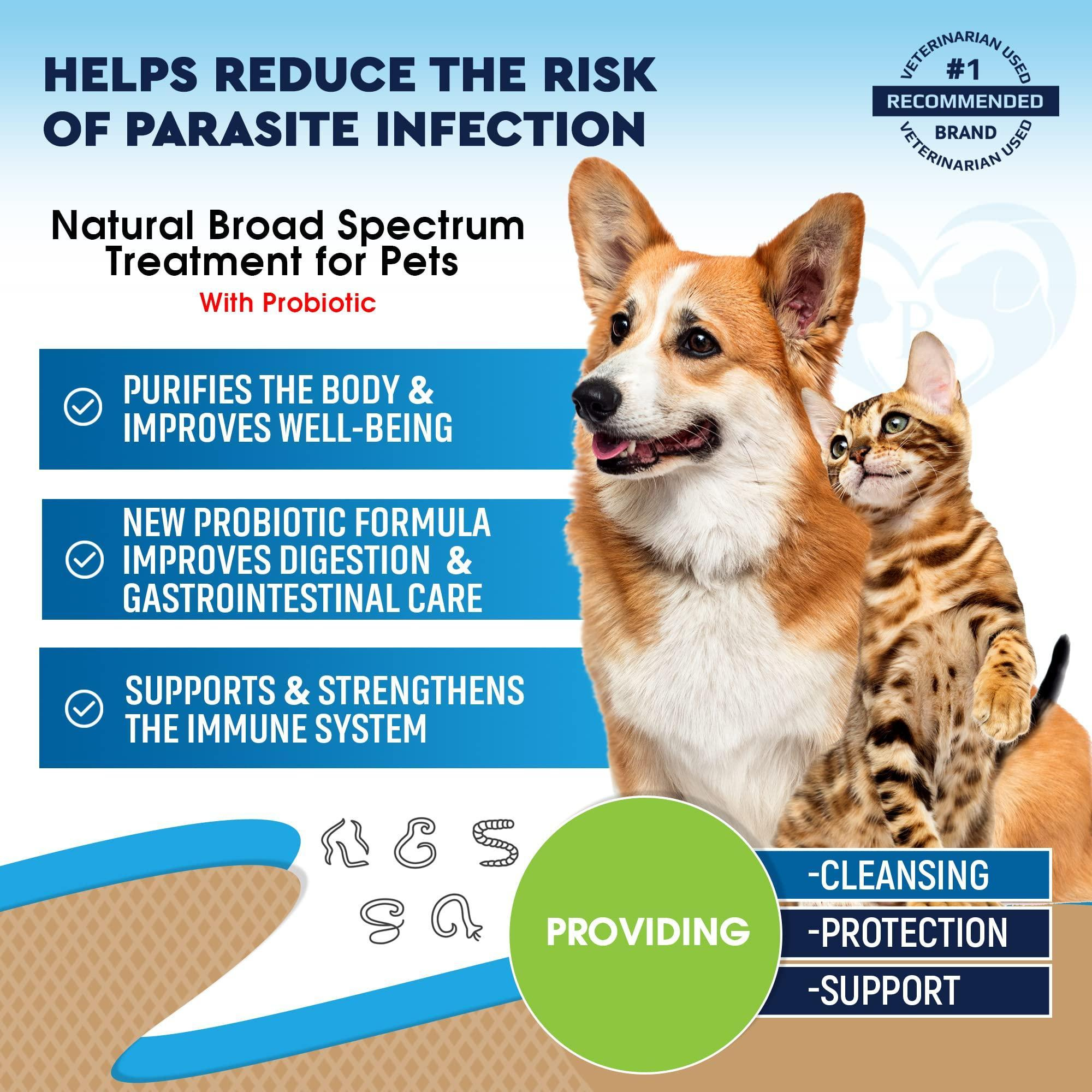Cats and Dogs Natural Worm Treatment with Probiotic Liquid Herbal Medicine Prevention Medication Supplement Drops for Kitten and Puppies for Daily Use with Pet Food - Image 2