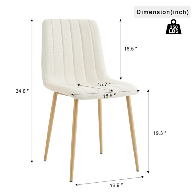 Modern beige cloth dining chair , Fabric Accent Upholstered Chairs Side Chair with wood-transfer Metal Legs for Home Furniture Living Room Bedroom Kitchen Dinning room(set of 4) - Image 5