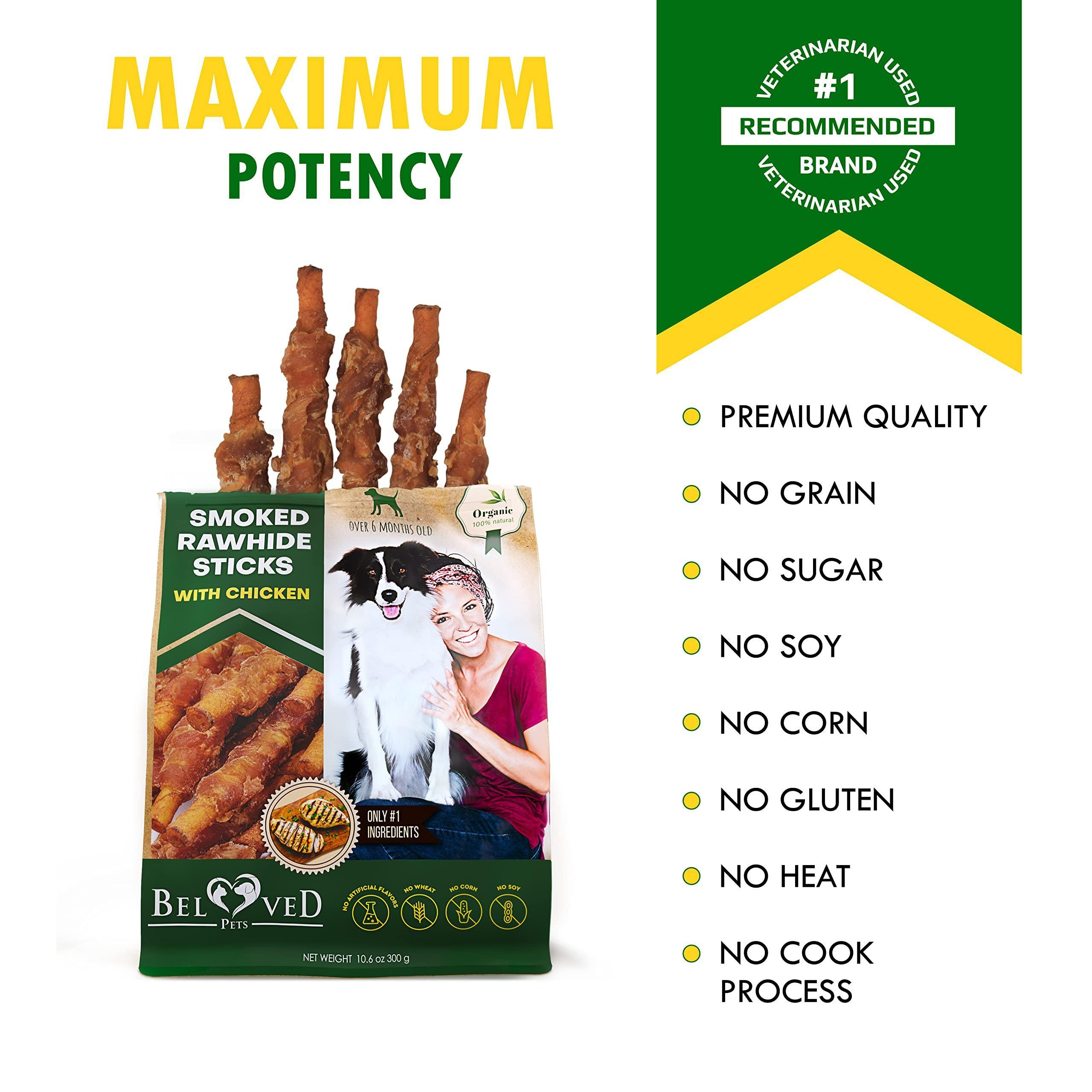 Dog Smoked Rawhide Sticks Wrapped Chicken Pet Natural Chew Treats Grain Free Organic Meat Healthy Human Grade Dried Snacks in Bulk - Image 6