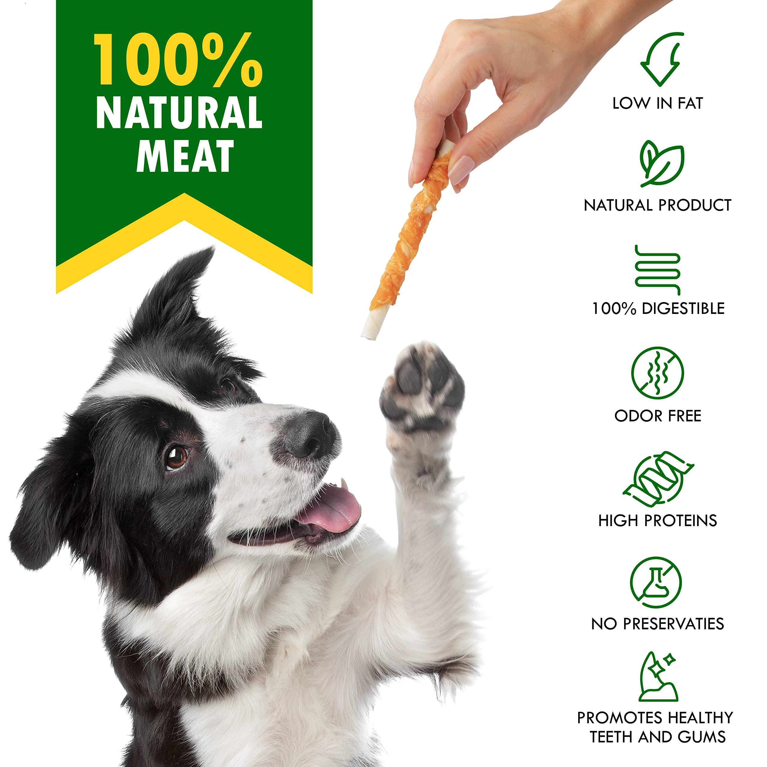 Dog Sticks Wrapped with Chicken & Pet Natural Chew Treats Grain Free Organic Meat & Human Grade Dried Snacks in Bulk for Training Small & Large Dogs - Image 2