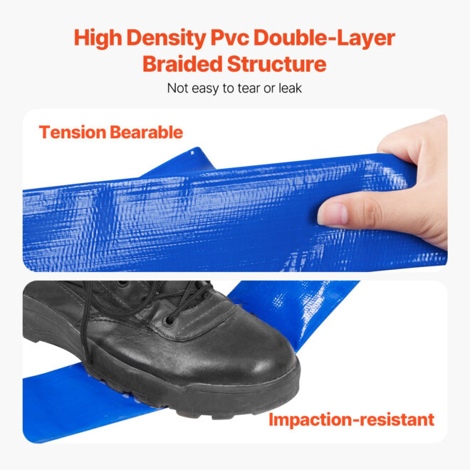 VEVOR Backwash Hose 1.5 in x 50 ft Blue High Quality Hose Complete Fittings - Image 3