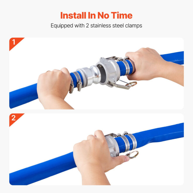 VEVOR Backwash Hose 1.5 in x 50 ft Blue High Quality Hose Complete Fittings - Image 4