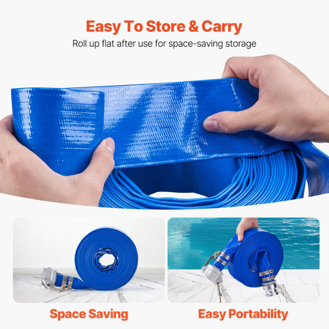 VEVOR Backwash Hose 1.5 in x 50 ft Blue High Quality Hose Complete Fittings - Image 5