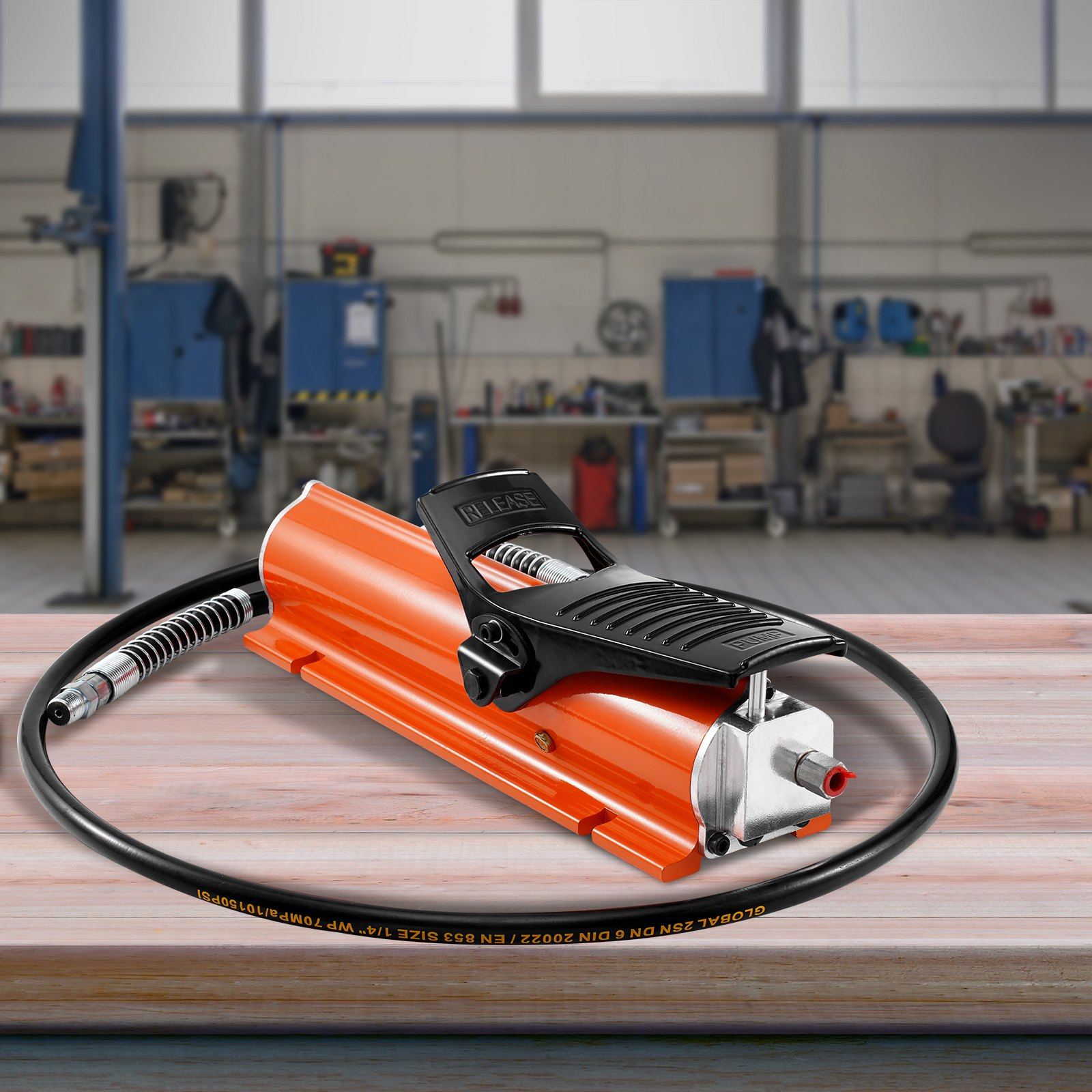 VEVOR 10, 000PSI Air Hydraulic Pump, 0.18 Gal Reservoir, NPT 3/8 in Oil Outlet, NPT 1/4 in Inlet, Metal Shell Air Actuated Treadle Foot Pump, for Precision Industrial Machinery & Aerospace Equipment - Image 8