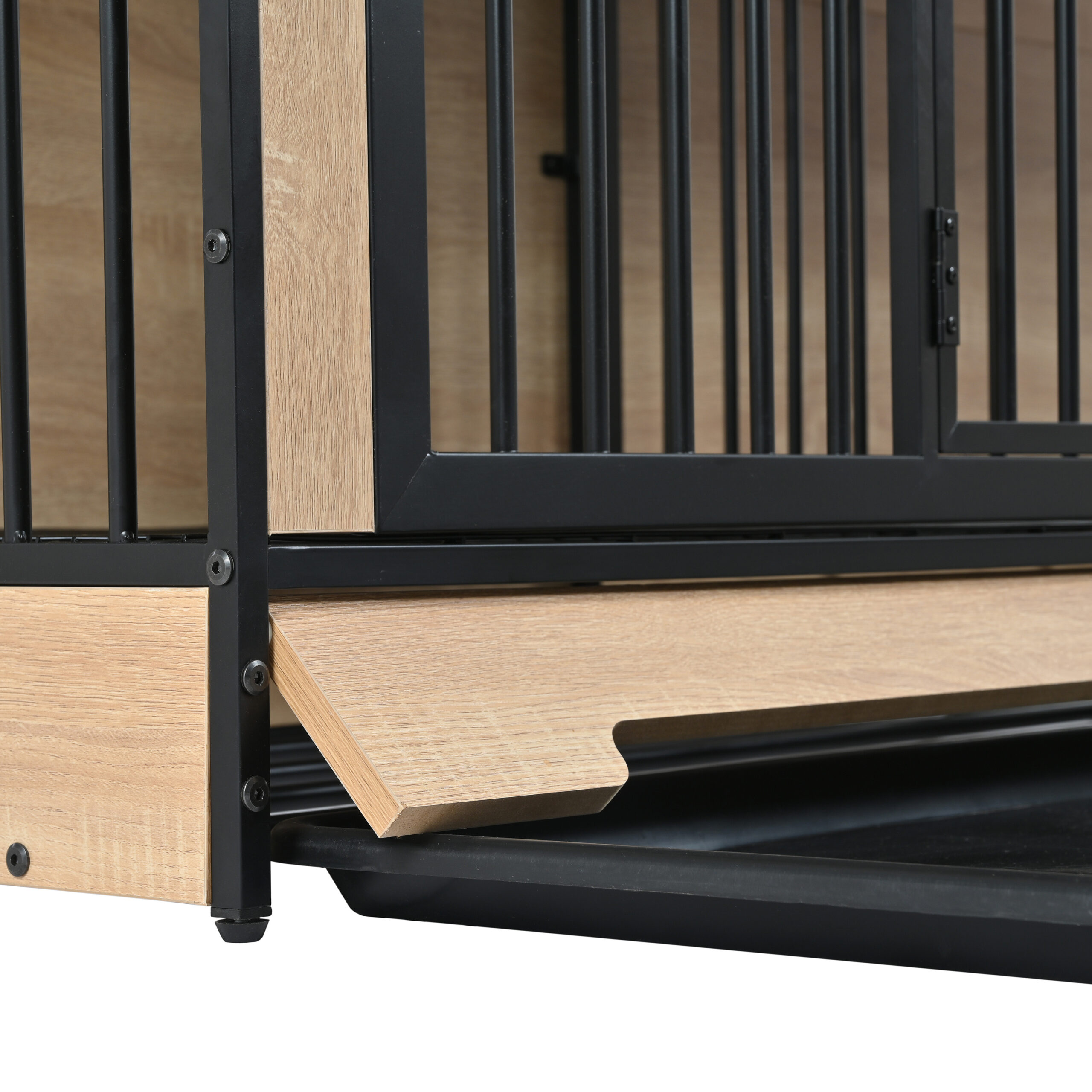 Dog Crate Furniture with Two Combined Room, XL Large Double Dog Cage Furniture with Tray for Medium Large Dogs, Wooden Dog Kennel Furniture - Image 13