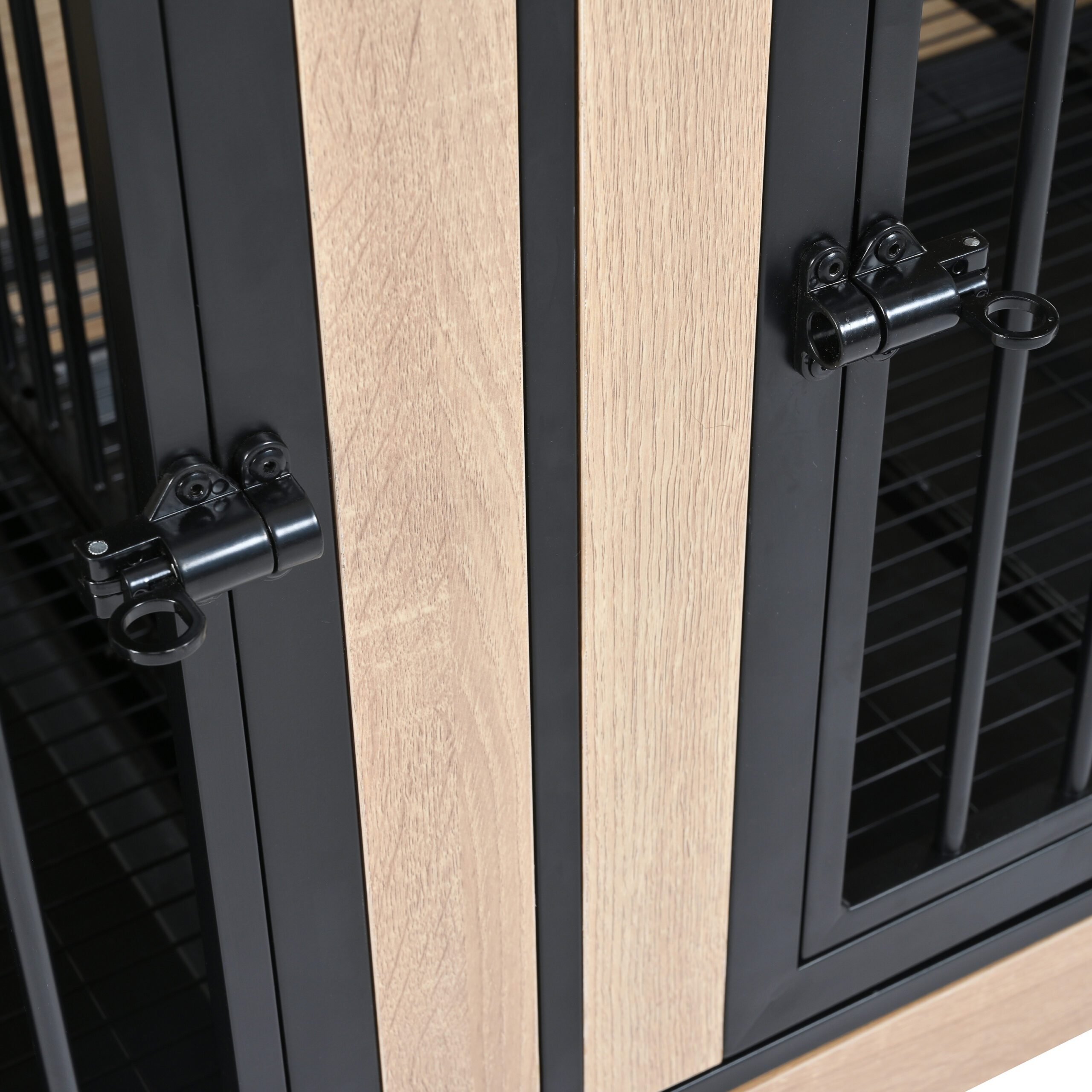 Dog Crate Furniture with Two Combined Room, XL Large Double Dog Cage Furniture with Tray for Medium Large Dogs, Wooden Dog Kennel Furniture - Image 15