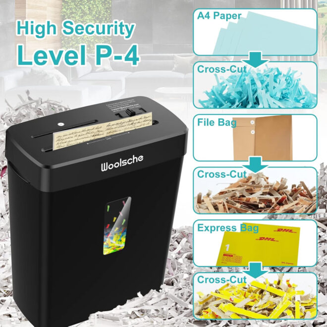 Woolsche Paper Shredder - 10-Sheet Cross Cut with 3.43-Gallon Basket - P-4 Security Level - 3-Mode Design - Shreds CD and Credit Card - Durable, Fast, and Jam Proof for H - Image 2