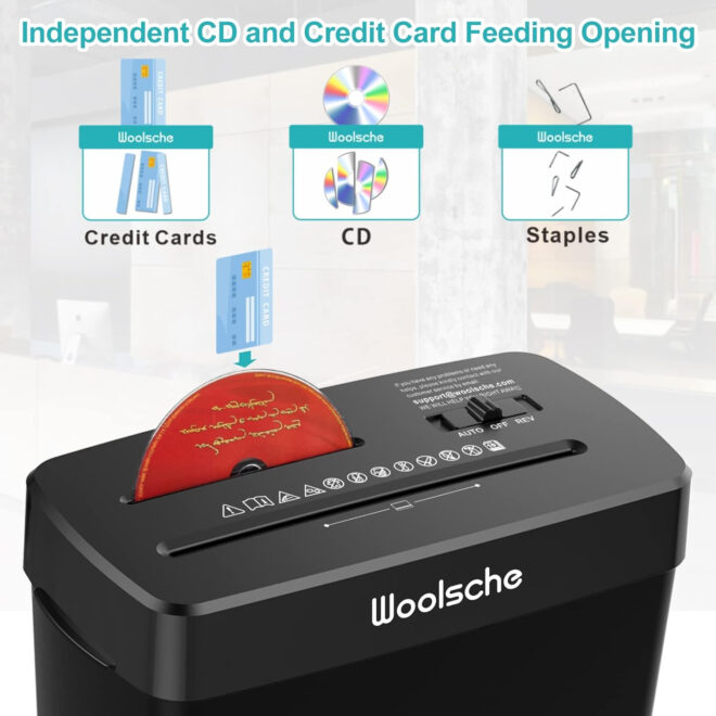 Woolsche Paper Shredder - 10-Sheet Cross Cut with 3.43-Gallon Basket - P-4 Security Level - 3-Mode Design - Shreds CD and Credit Card - Durable, Fast, and Jam Proof for H - Image 3