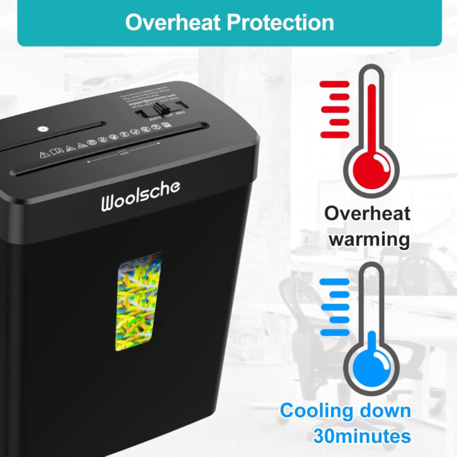 Woolsche Paper Shredder - 10-Sheet Cross Cut with 3.43-Gallon Basket - P-4 Security Level - 3-Mode Design - Shreds CD and Credit Card - Durable, Fast, and Jam Proof for H - Image 5