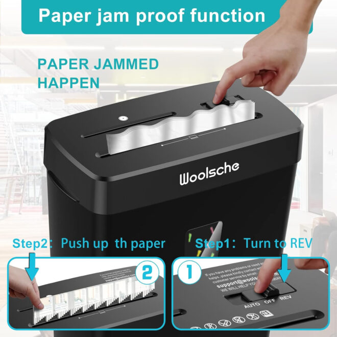 Woolsche Paper Shredder - 10-Sheet Cross Cut with 3.43-Gallon Basket - P-4 Security Level - 3-Mode Design - Shreds CD and Credit Card - Durable, Fast, and Jam Proof for H - Image 6