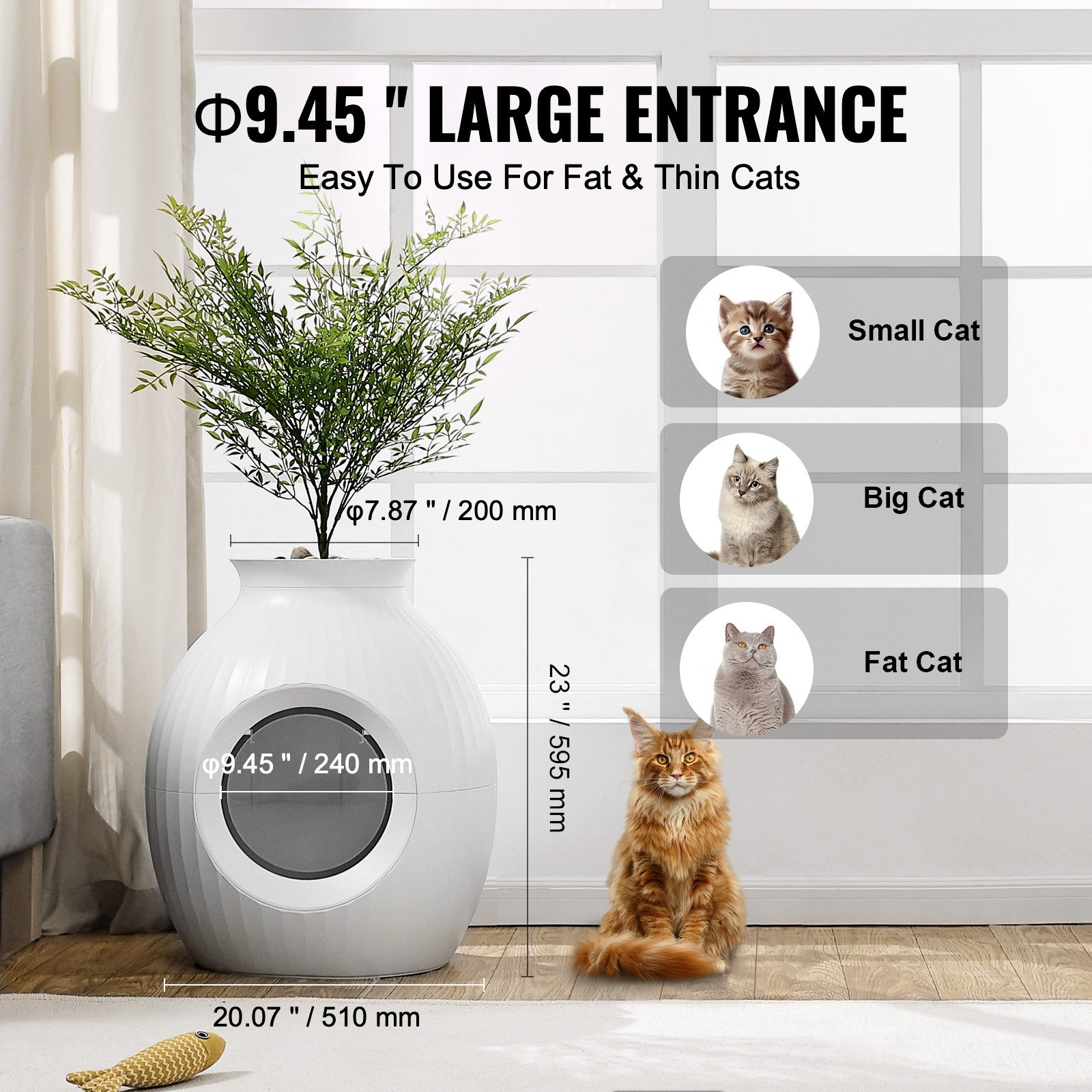 VEVOR Odor-Free Plant Cat Litter Box Hidden Cat Litter Box with Artificial Plant - Image 4