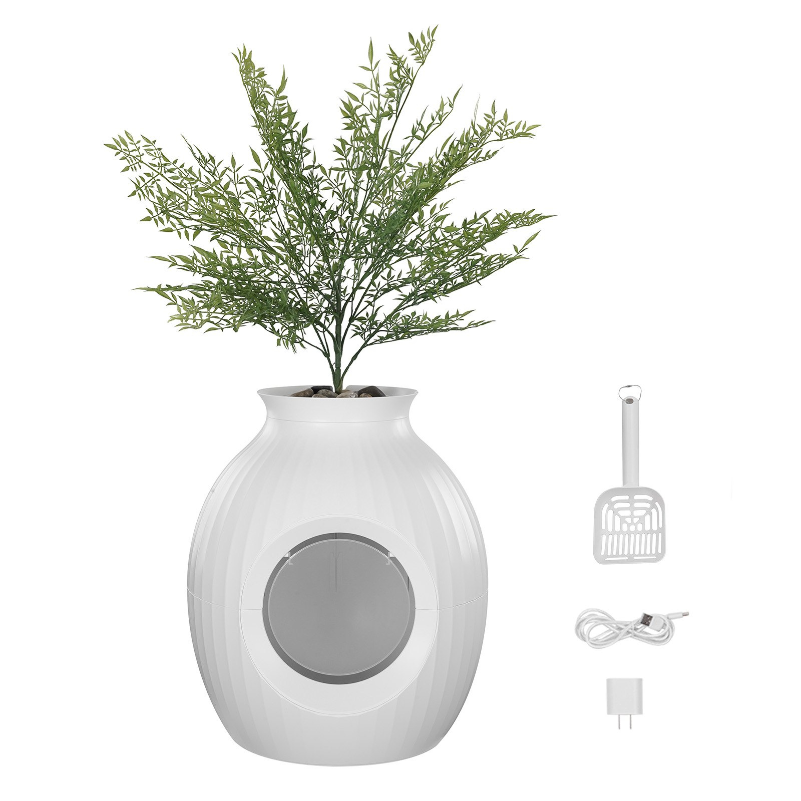 VEVOR Odor-Free Plant Cat Litter Box Hidden Cat Litter Box with Artificial Plant - Image 9