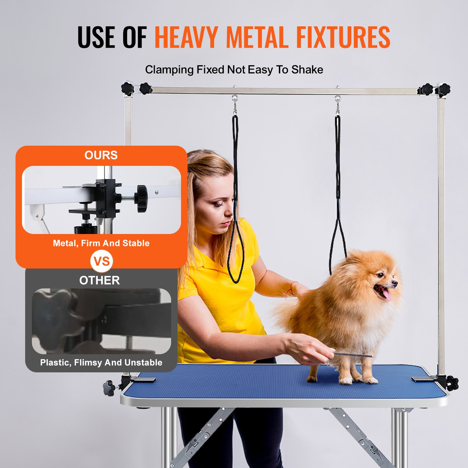 VEVOR Pet Grooming Table Two Arms with Clamp, 36''x24'' Dog Grooming Station, Foldable Pets Grooming Stand for Medium and Small Dogs, Free No Sit Haunch Holder with Grooming Loop, Bearing 330lbs - Image 3