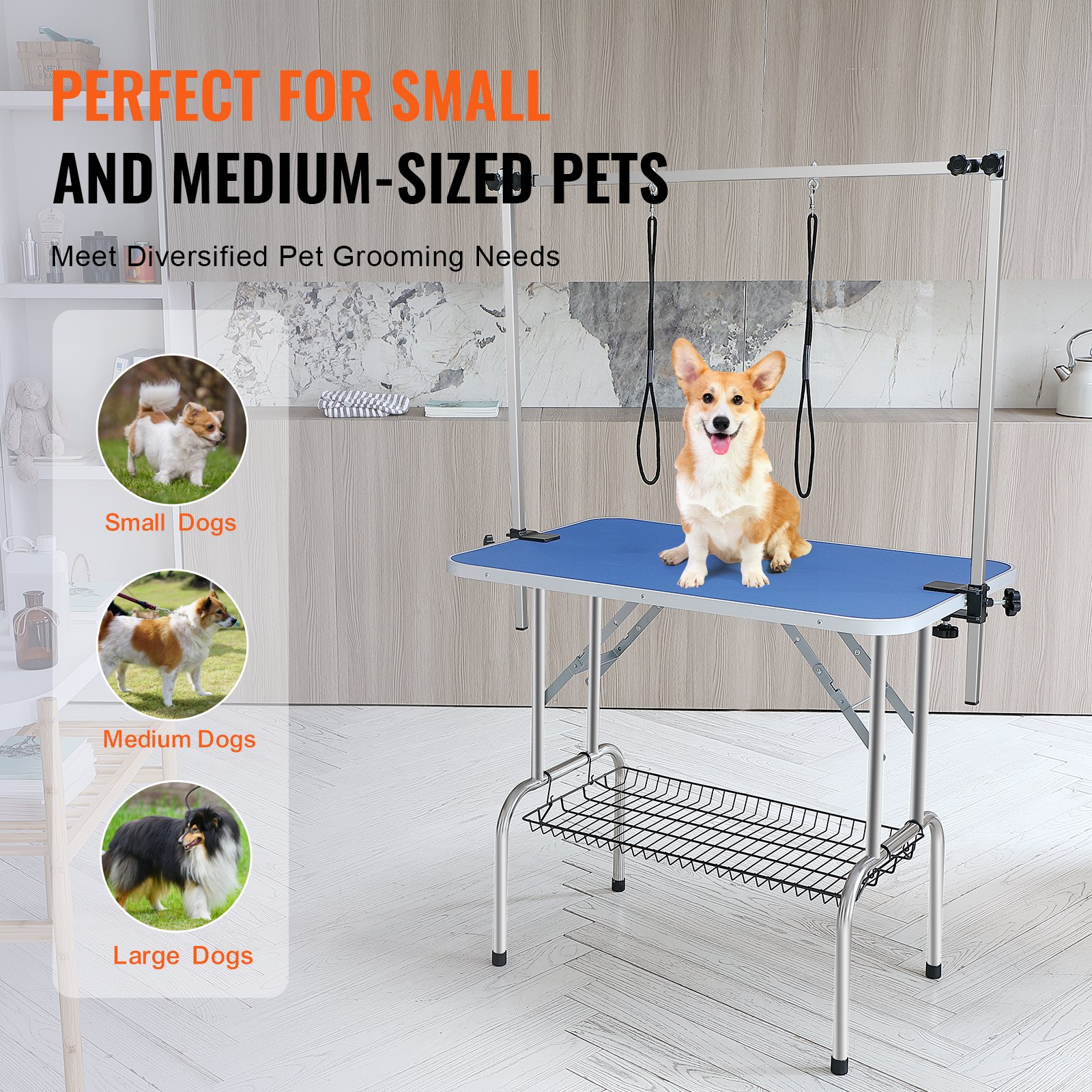 VEVOR Pet Grooming Table Two Arms with Clamp, 36''x24'' Dog Grooming Station, Foldable Pets Grooming Stand for Medium and Small Dogs, Free No Sit Haunch Holder with Grooming Loop, Bearing 330lbs - Image 6