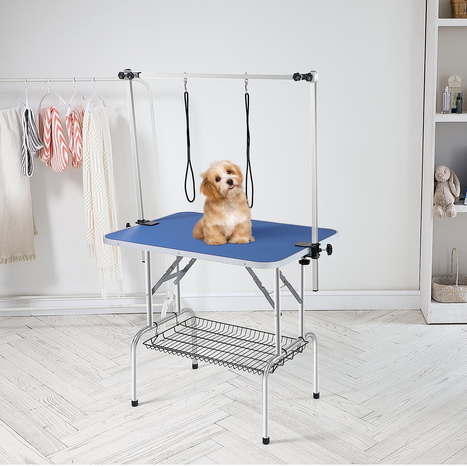 VEVOR Pet Grooming Table Two Arms with Clamp, 36''x24'' Dog Grooming Station, Foldable Pets Grooming Stand for Medium and Small Dogs, Free No Sit Haunch Holder with Grooming Loop, Bearing 330lbs - Image 8