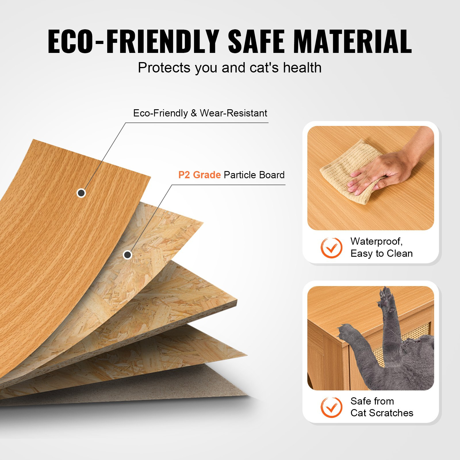 VEVOR Cat Litter Box Enclosure Wooden Litter Box Furniture Hidden for 2 Cats - Image 6