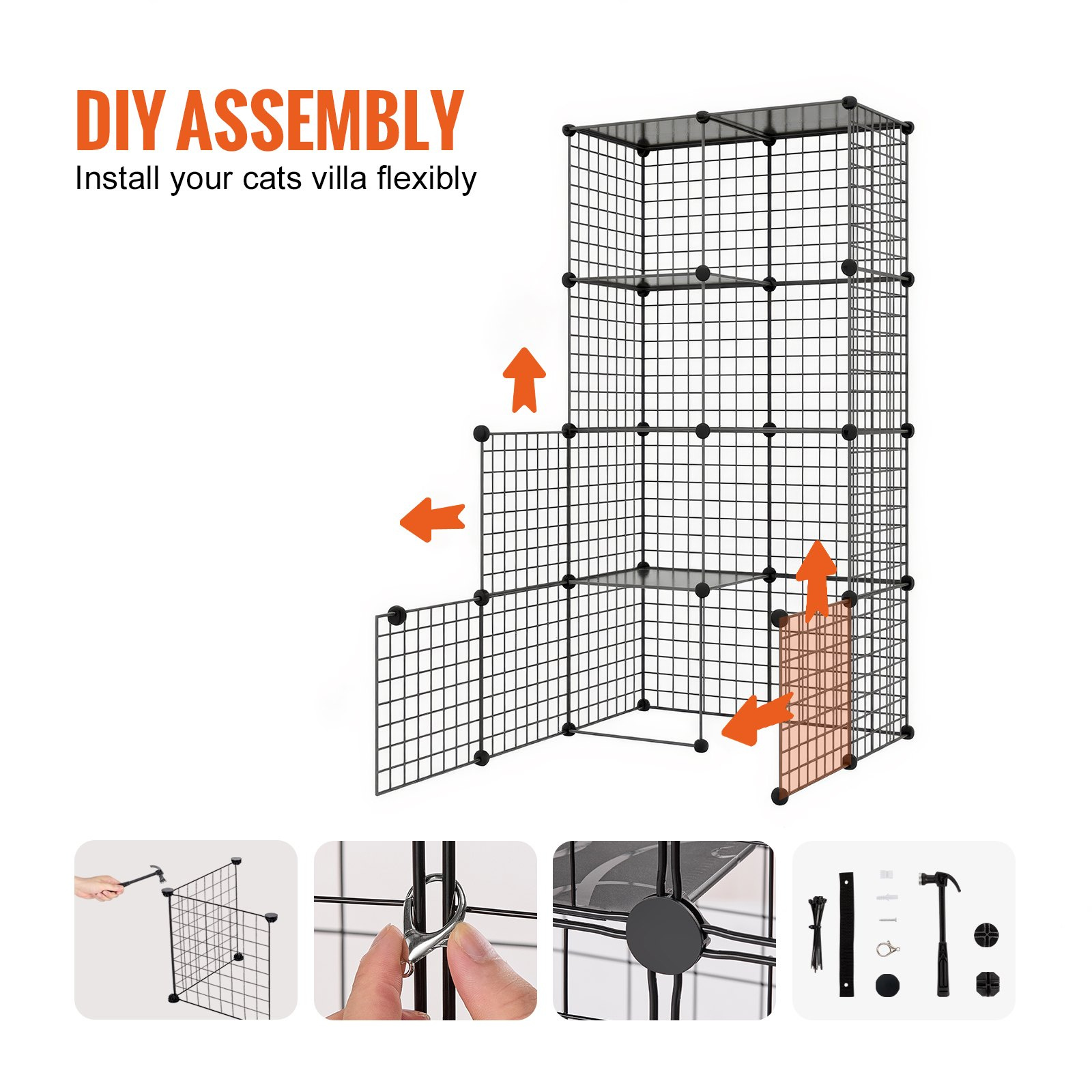 Large 2-tier Cat Cage 28 x 28 x 28" Metal Wire Playpen Catio with Ladder - Image 4