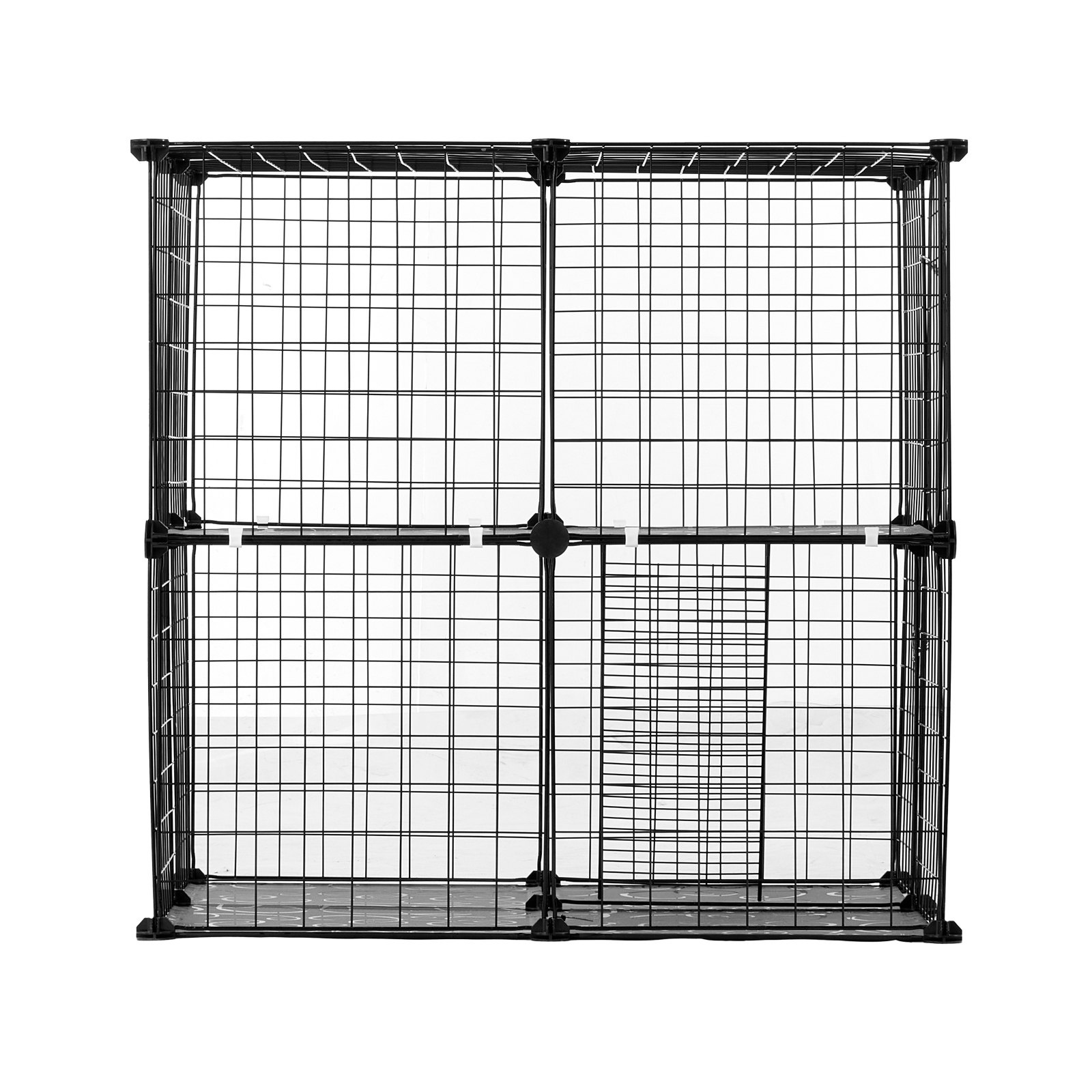 Large 2-tier Cat Cage 28 x 28 x 28" Metal Wire Playpen Catio with Ladder - Image 9