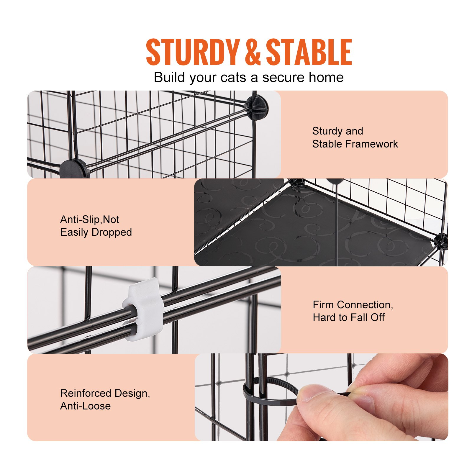 Large 4-tier Cat Cage 41 x 28 x 55" Metal Wire Cat Enclosure with Hammock - Image 3