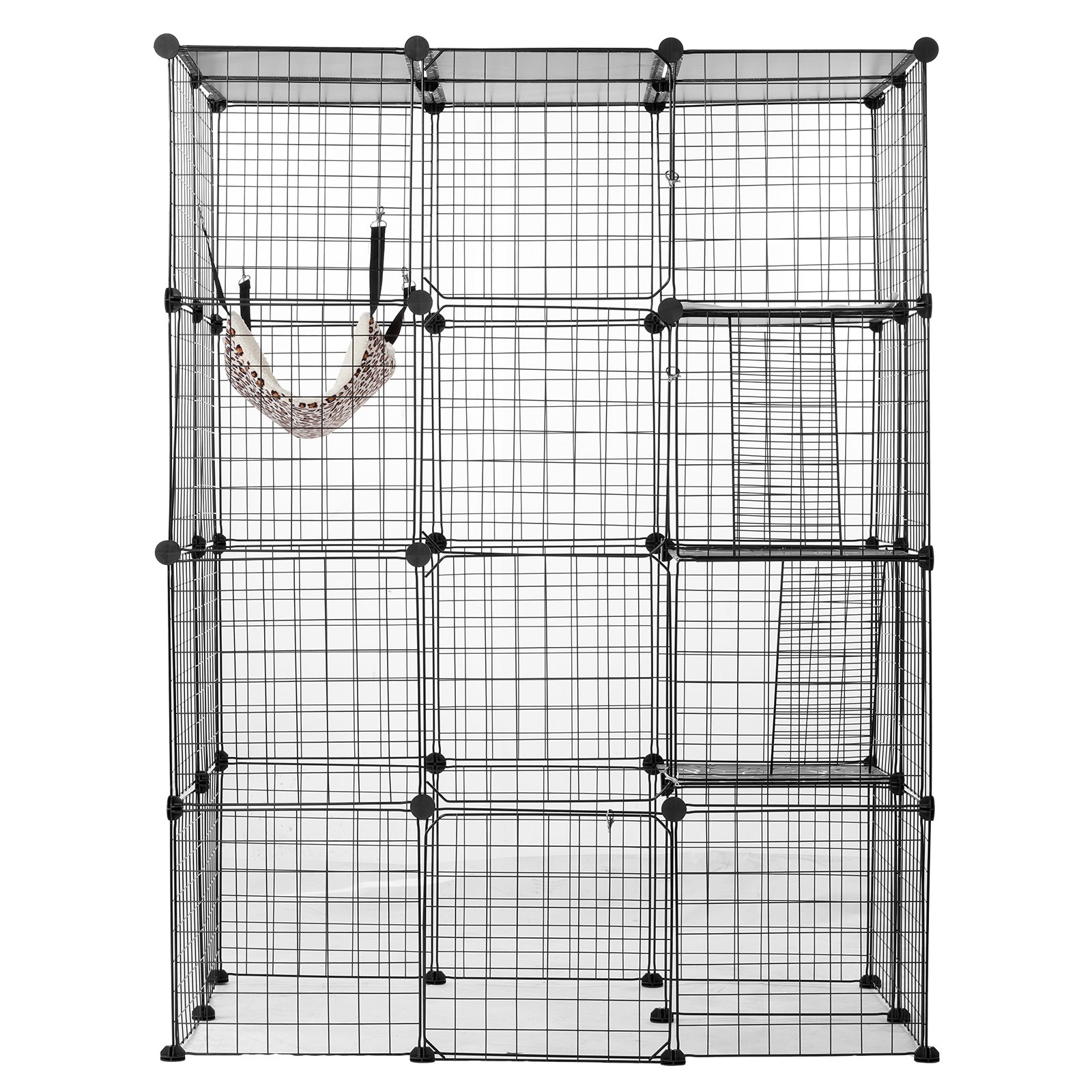 Large 4-tier Cat Cage 41 x 28 x 55" Metal Wire Cat Enclosure with Hammock - Image 9