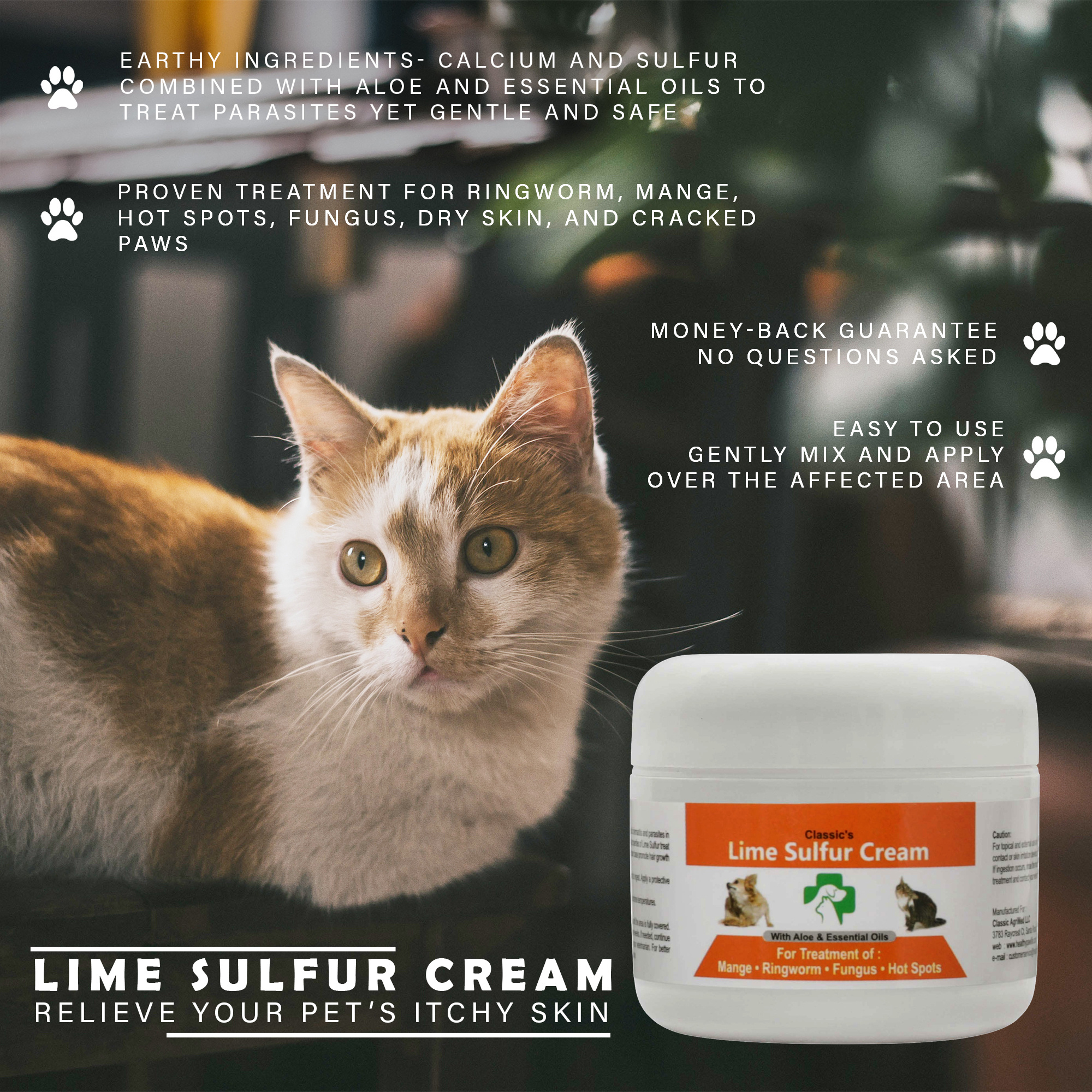 Lime Sulfur Pet Skin Cream - Pet Care and Veterinary Treatment for Itchy and Dry Skin - Safe Solution for Dog; Cat; Puppy; Kitten; Horse… - Image 3
